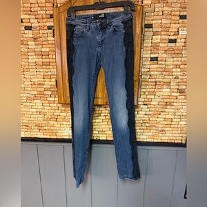Y2K Love Moschino low rise lace detail skinny jean size 25